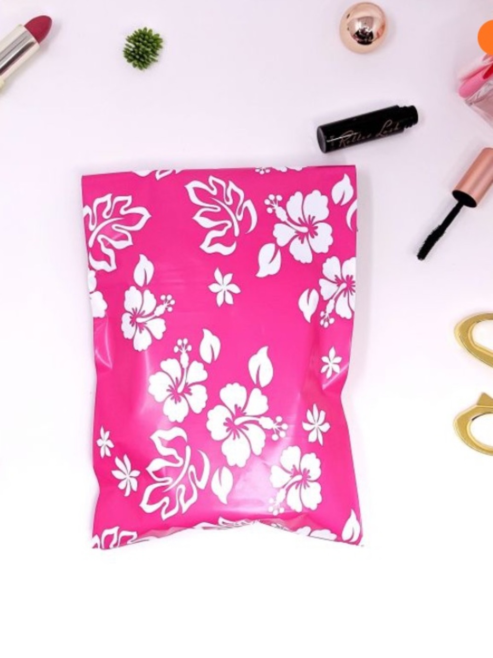 Polymailers! Bright Pink Floral/Tropical Hibiscus Pattern (15)
